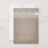 Rustique Vintage Burlap & dentelle Mariage Merci (Dos)