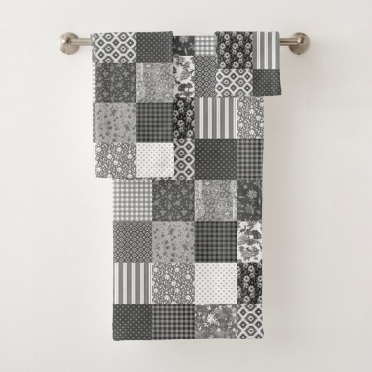 Rustique Vintage Gris Patchwork Quilt Motif (En situation)