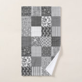 Rustique Vintage Gris Patchwork Quilt Motif (Serviette à main)