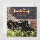 Rustique Vintage Motorbike Mariage Invitations (Devant)