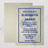 Rustique Vintage Navy Blue Wedding Invitations (Devant / Derrière)