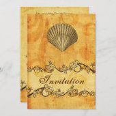rustique, vintage, plage de coquillages invitation (Devant / Derrière)