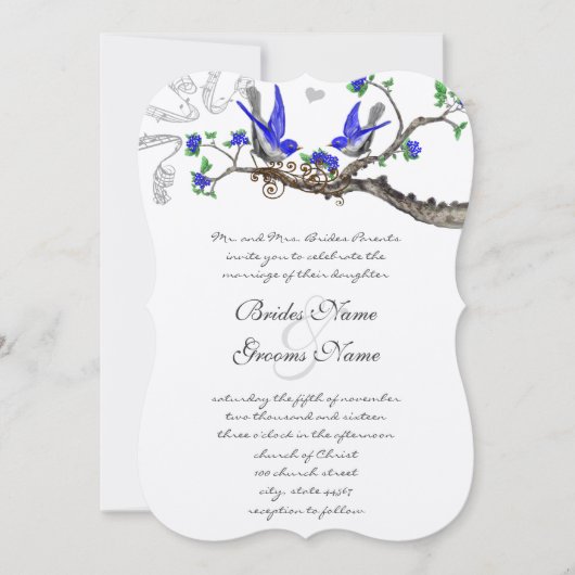 Rustique Vintage Royal Blue Wedding Invitations (Devant)
