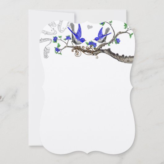 Rustique Vintage Royal Blue Wedding Invitations (Dos)