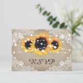 Rustique Vintage Sunflower Wedding Cartes RSVP Rep (Debout devant)