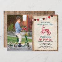 Rustique Vintage Tricycle Boy Invitation Anniversa