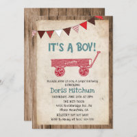 Rustique Vintage Wagon Baby shower Invitation