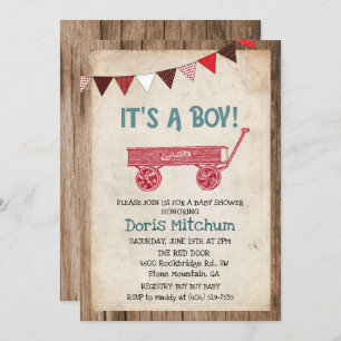 Rustique Vintage Wagon Baby shower Invitation