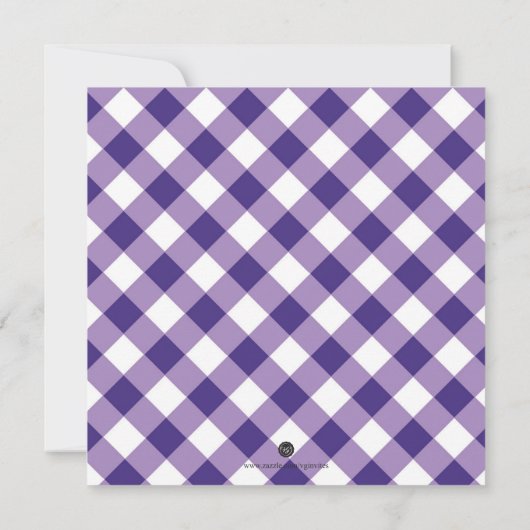 Rustique violet En vichy Invitation d'anniversaire (Dos)