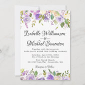 Rustique violet et crème Faire-part de mariage flo (Devant)