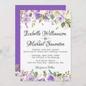 Rustique violet et crème Faire-part de mariage flo (Devant / Derrière)