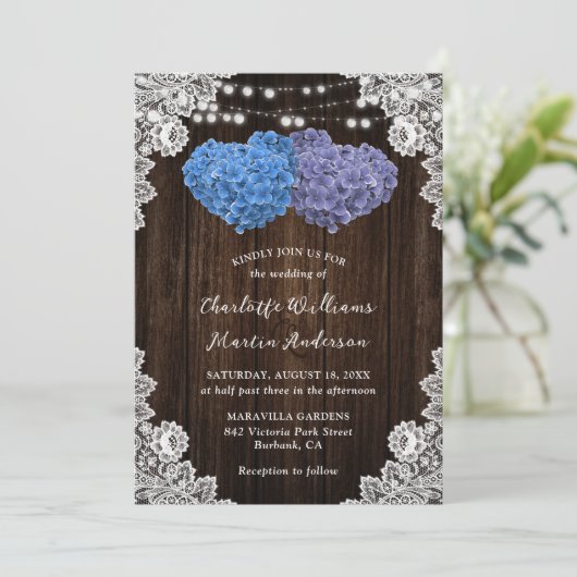 Rustique violet et Faire-part de mariage floral bl (Debout devant)