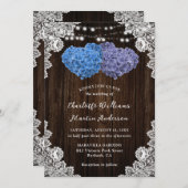 Rustique violet et Faire-part de mariage floral bl (Devant / Derrière)