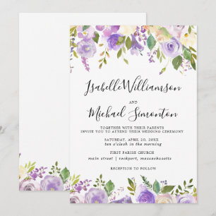 Rustique violet Faire-part de mariage végétal