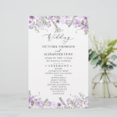 Rustique violet Fleur sauvage Programme de mariage (Debout devant)