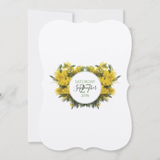 Rustique Wattle Acacia Invitations de mariage (Dos)