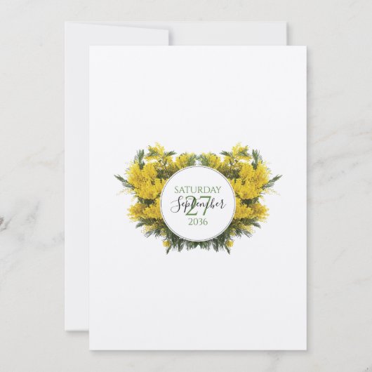 Rustique Wattle Acacia Invitations de mariage (Dos)