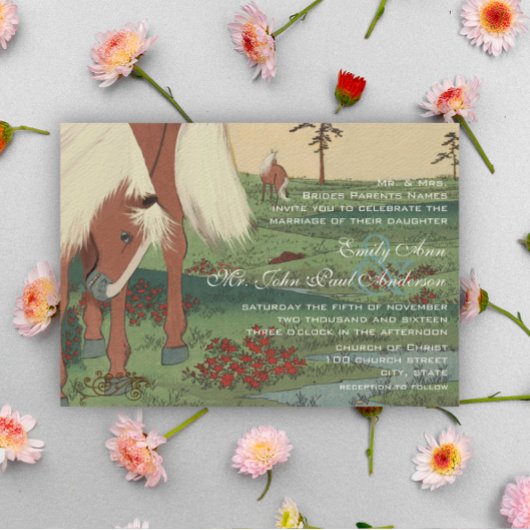 Rustique Whimsical Horse Wedding Invitations