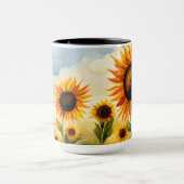 Rustique Whimsical Watercolor Sunflower Maman Mug (Centre)