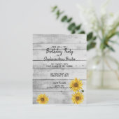 Rustique White Wood Sunflowers Invitation Annivers (Debout devant)
