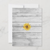 Rustique White Wood Sunflowers Invitation Annivers (Dos)