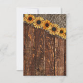 Rustique Wood & Burlap Sunflower Mariage Réponse R (Dos)