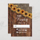 Rustique Wood & Burlap Sunflower Mariage Réponse R (Devant / Derrière)