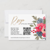 RustiqueHiver Floral Aquarelle Mariage Rsvp qr (Devant)