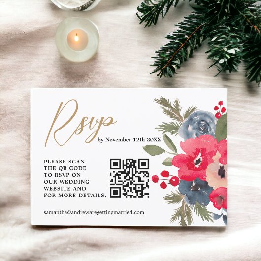 RustiqueHiver Floral Aquarelle Mariage Rsvp qr