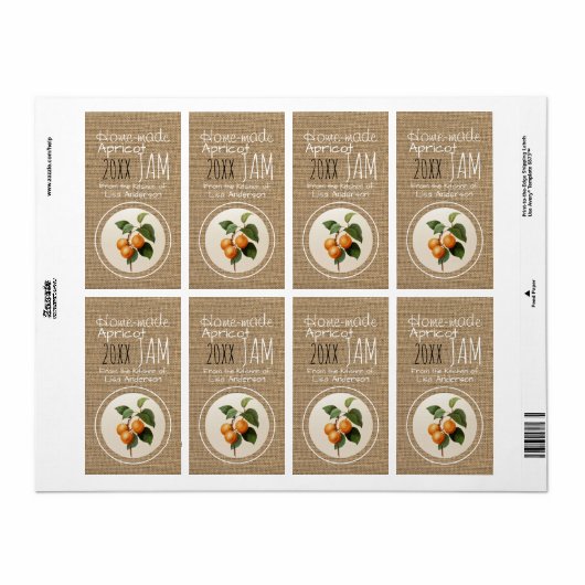 Rustisch Abrit Jam gepersonaliseerd Etiket (Full Sheet)