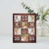 Rustisch Afstuderen 6 Uitnodiging voor fotocollage (Staand voorkant)