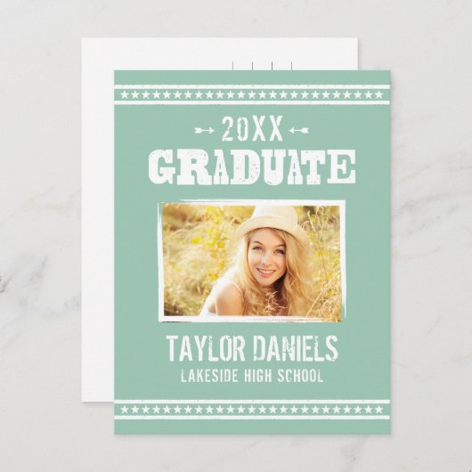 Rustisch Afstuderen BBQ Uitnodiging | bewerkbare k (Voorkant / Achterkant)