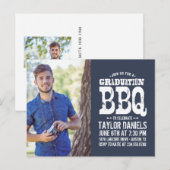 Rustisch Afstuderen BBQ Uitnodiging | bewerkbare k Briefkaart (Voorkant / Achterkant)