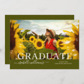 Rustisch Afstuderen Foto zonnebloemen Aankondiging (Voorkant / Achterkant)