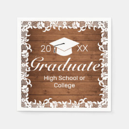 Rustisch Afstuderen met hout en witte kant Servet