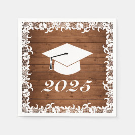 Rustisch Afstuderen Pet Wood & White Lace Servet