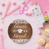 Rustisch Afstuderen van hout en witte langkratten Papieren Bordje (Feest)