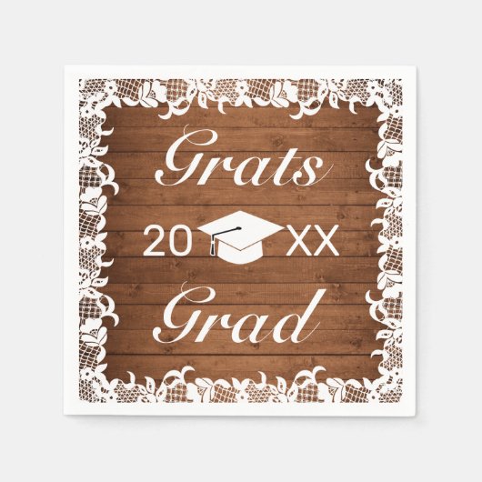 Rustisch Afstuderen van hout en witte langkratten Servet (Voorkant)