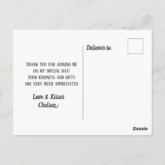 Rustisch Afstuderen voor handschrift Hartelijk dan Briefkaart (Achterkant)