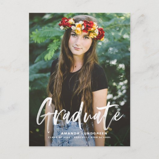 Rustisch Afstuderen voor penseelkalligrafie Aankondigingskaart (Voorkant)