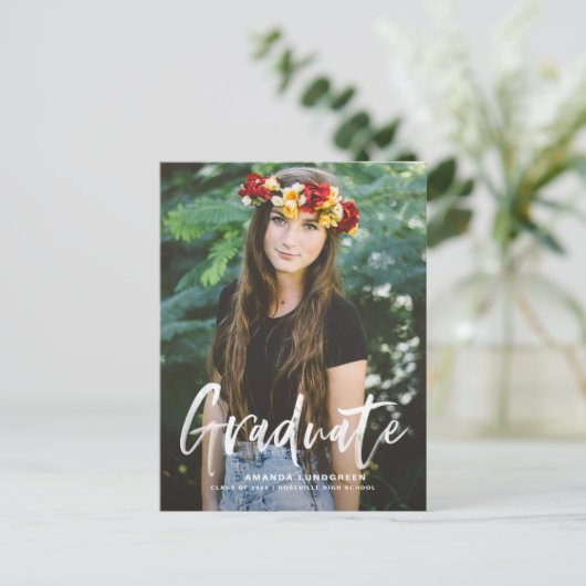 Rustisch Afstuderen voor penseelkalligrafie Aankondigingskaart (Staand voorkant)