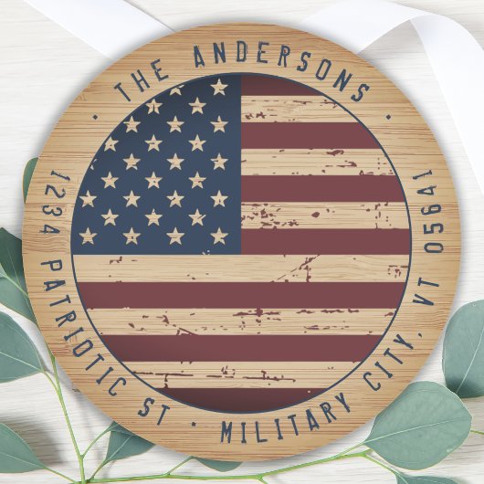 Rustisch Amerikaans adres militaire vlag Ronde Sticker