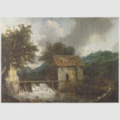 Rustisch Antiek landschap watermolen Tissuepapier (Voorkant)