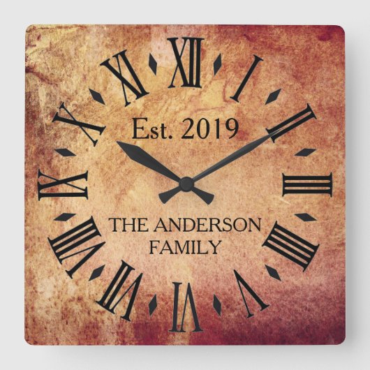 Rustisch Antiek met verdringingseenheid Vierkante Klok (Voorkant)