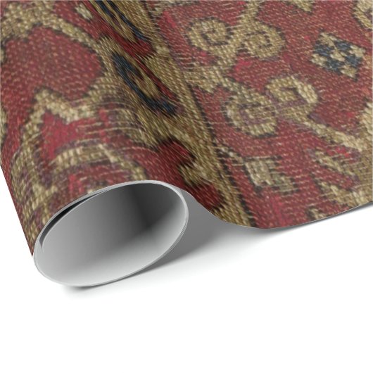 Rustisch Antiek oosterachtig Perzisch Rode Patroon Cadeaupapier (Rol Hoek)