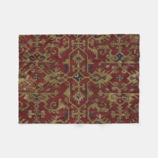 Rustisch Antiek oosterachtig Perzisch Rode Patroon Fleece Deken (Voorkant (Horizontaal))