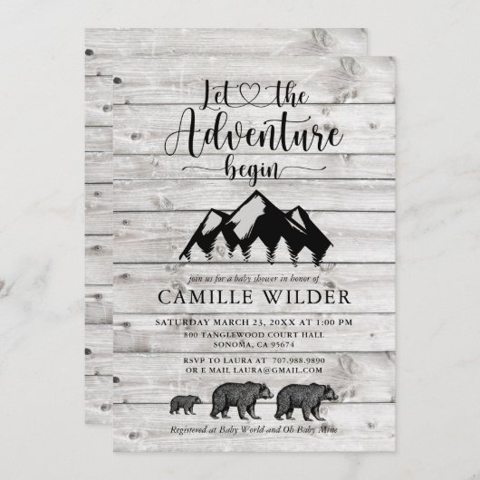 Rustisch avontuur begint bergen Beren Kaart (Voorkant / Achterkant)