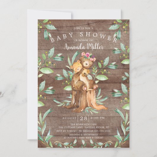 Rustisch Baby en mam Baby shower Uitnodiging (Voorkant)