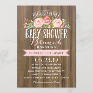Rustisch Baby shower Baby shower Kaart