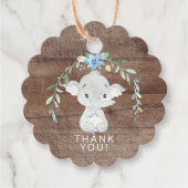 Rustisch Baby shower met fijne olifant Label voor  (Voorkant)